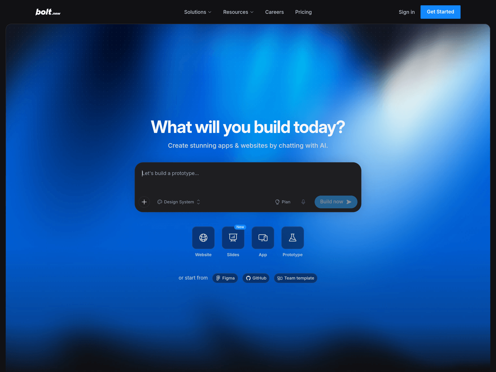 Bolt.new official website screenshot
