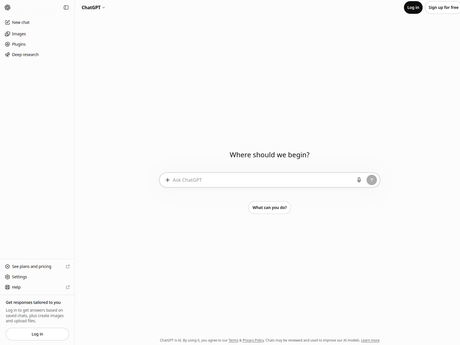 ChatGPT official website homepage screenshot
