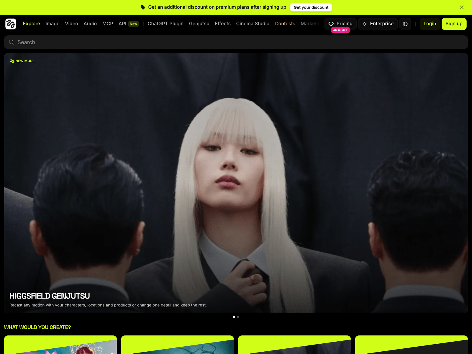 Higgsfield official website screenshot
