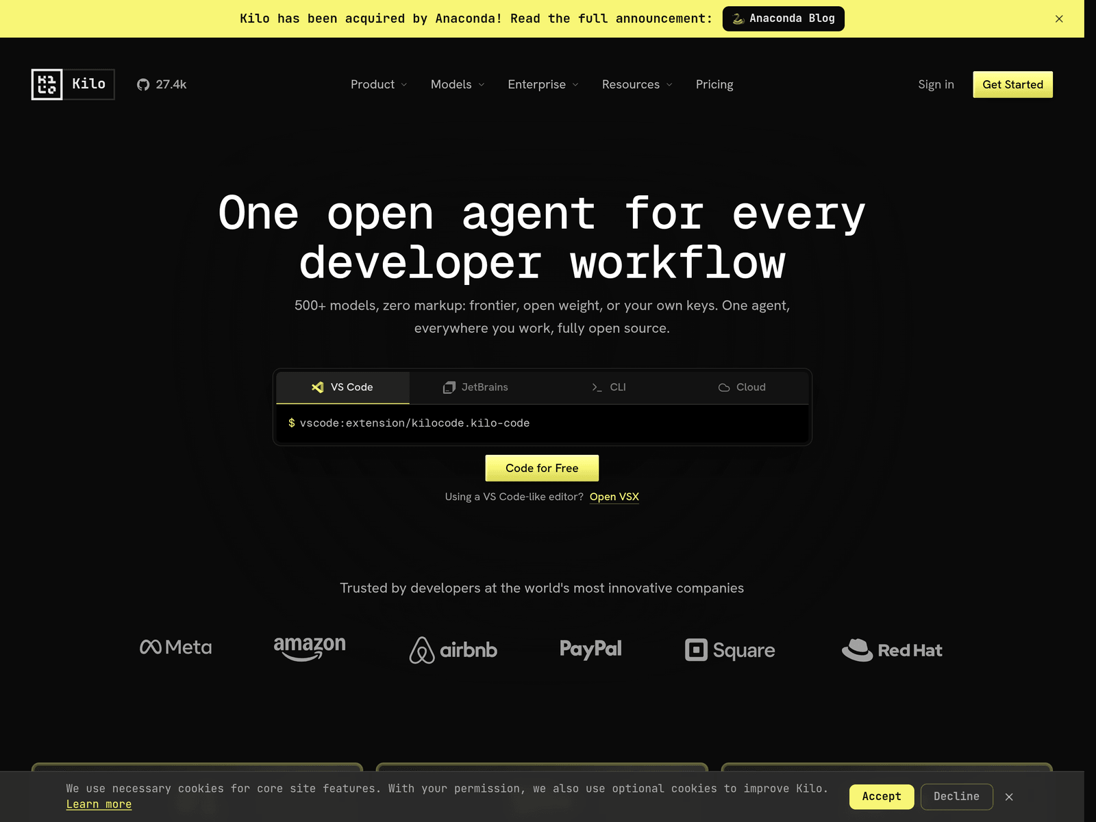 Kilo Code official website screenshot