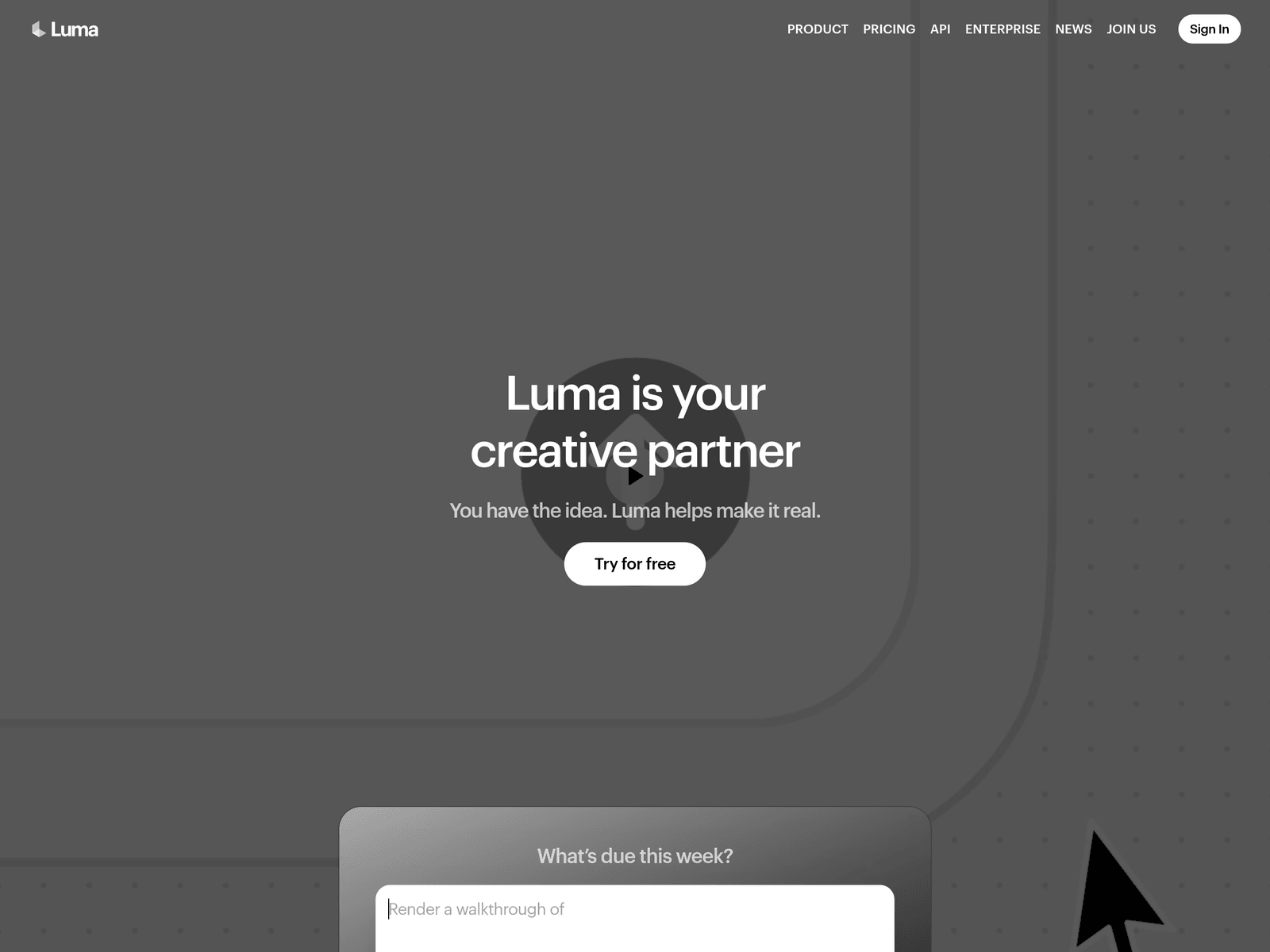 Luma AI official website screenshot