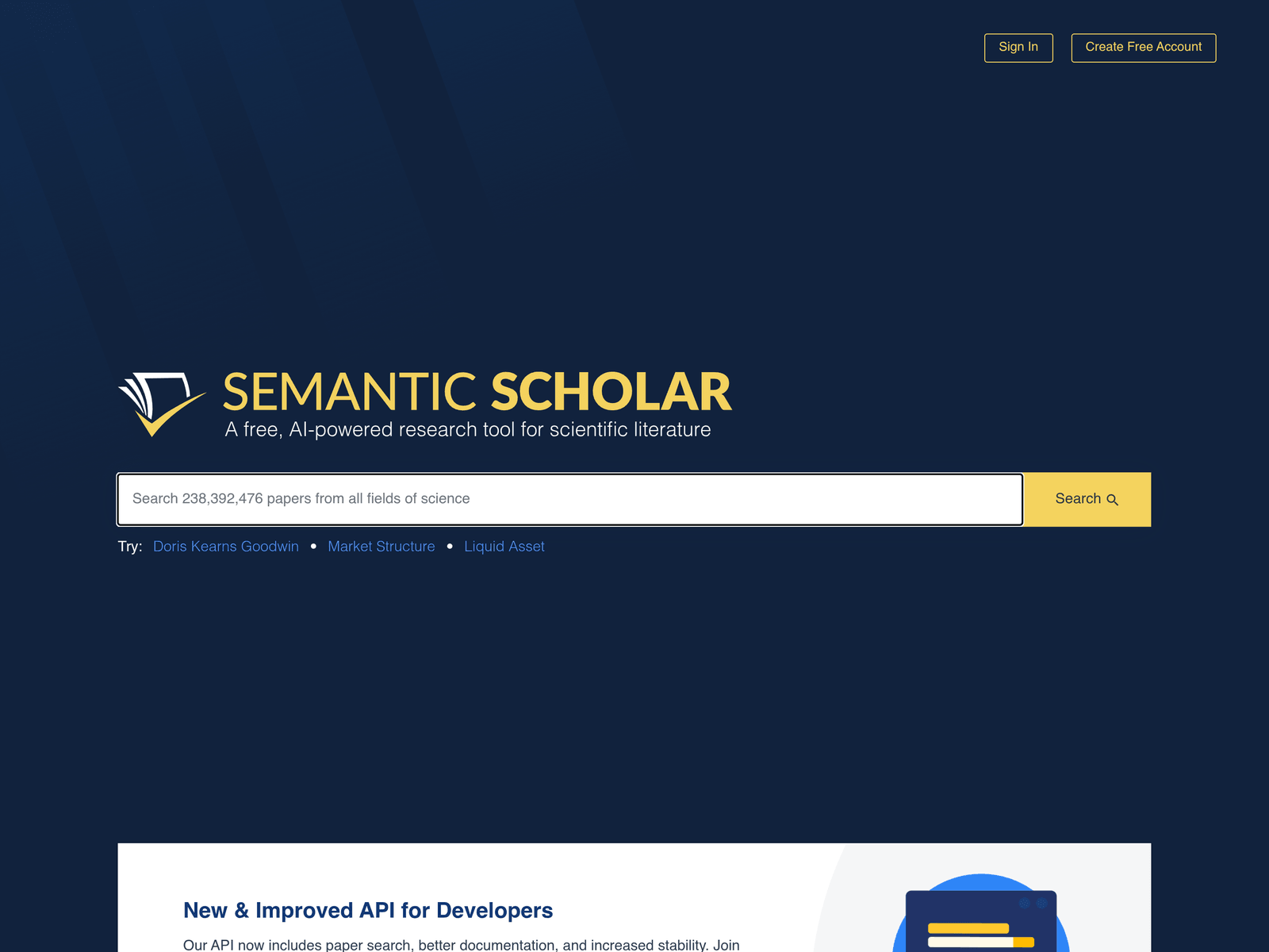 Semantic Scholar official website screenshot