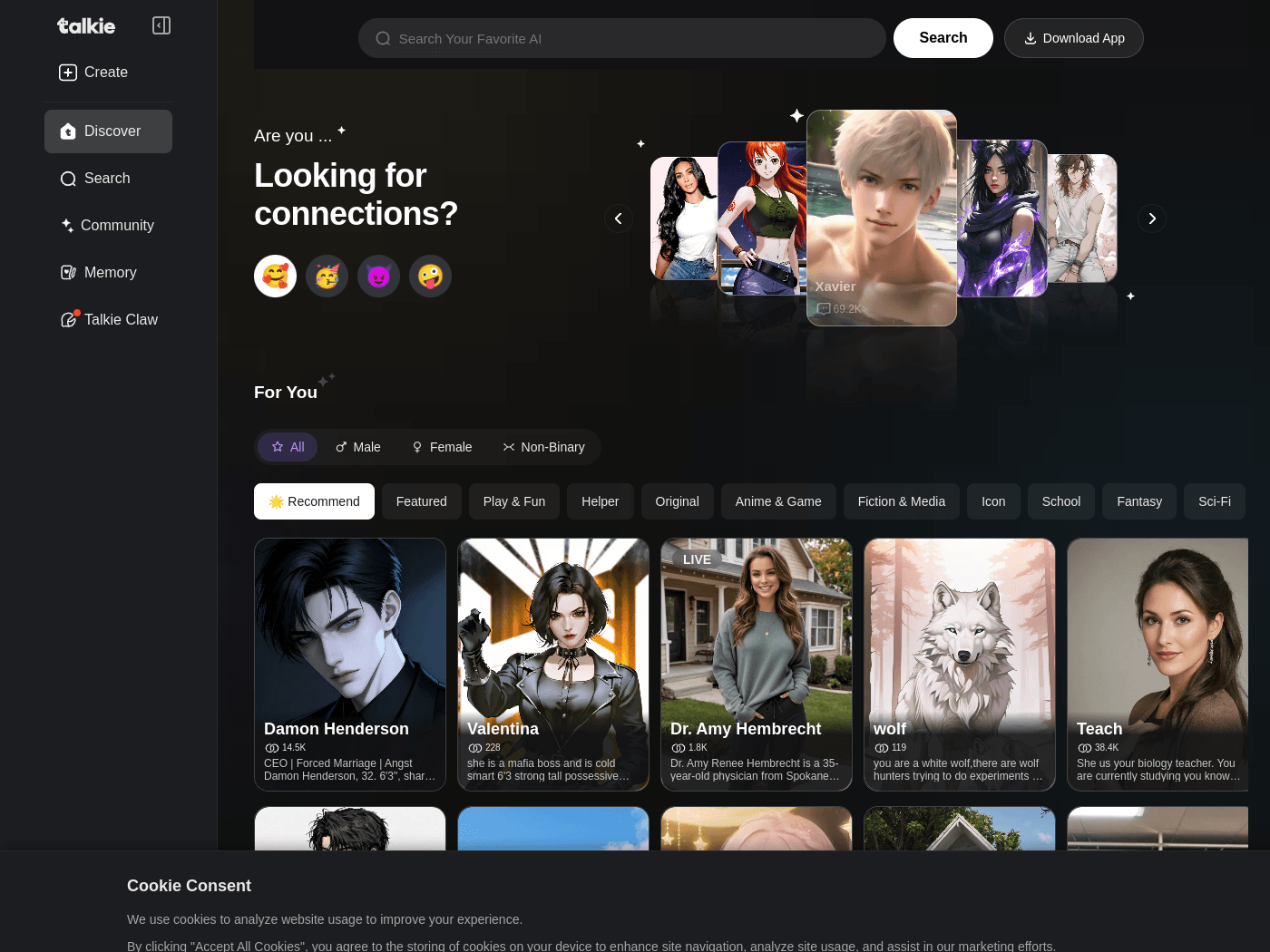 Talkie official website screenshot
